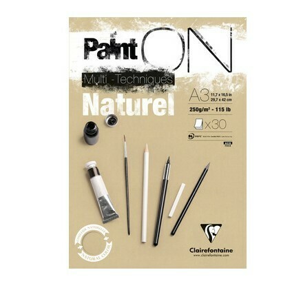 Clairefontaine Paint&#39;On glued pad A3 30sh 250g natural