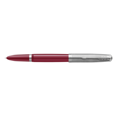 Parker 51 burgundy chrome trim fountain pen medium nib - black ink