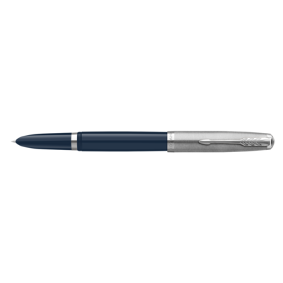 Parker 51 midnight blue chrome trim fountain pen medium nib- black ink
