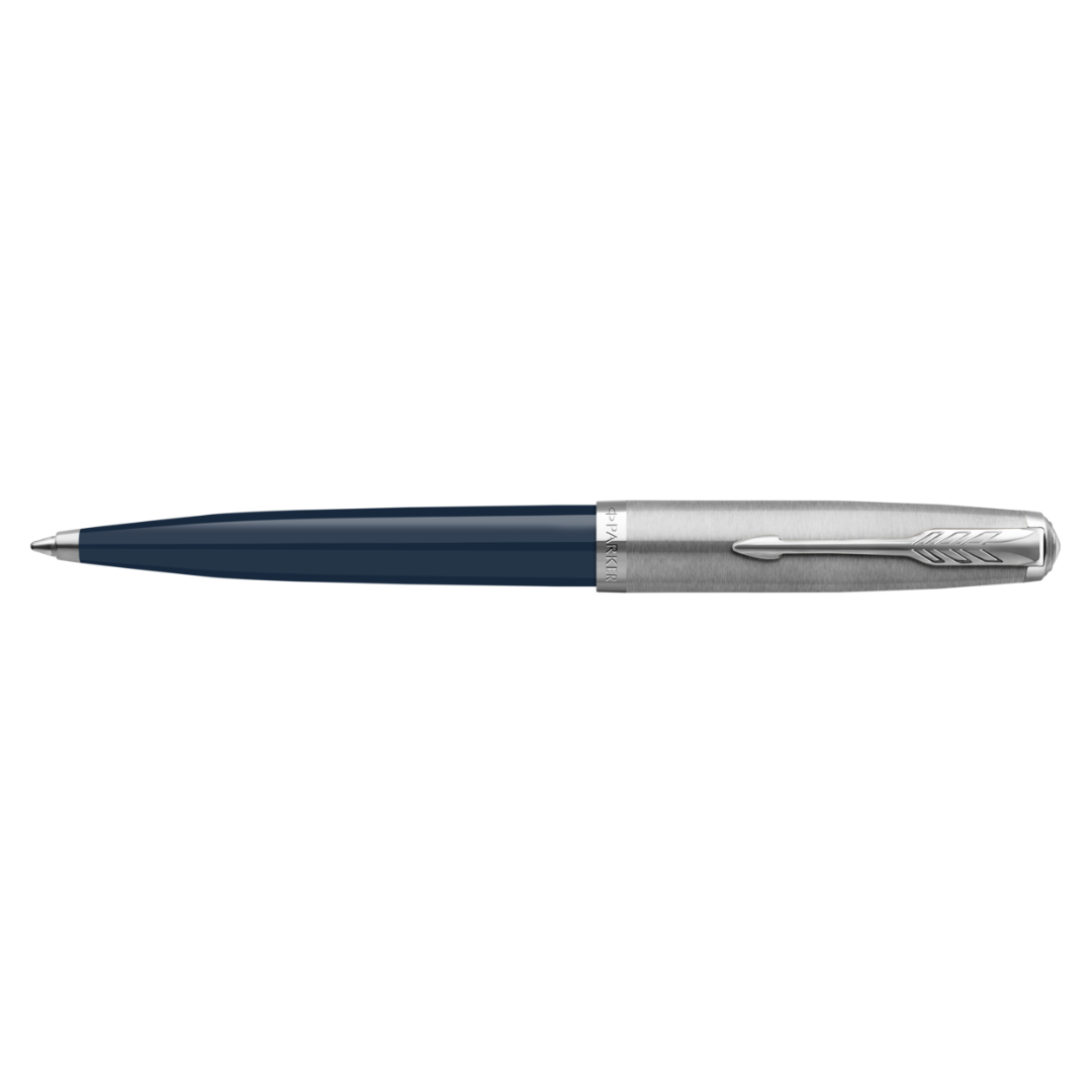 Parker 51 midnight blue chrome trim ballpen medium nib - black ink