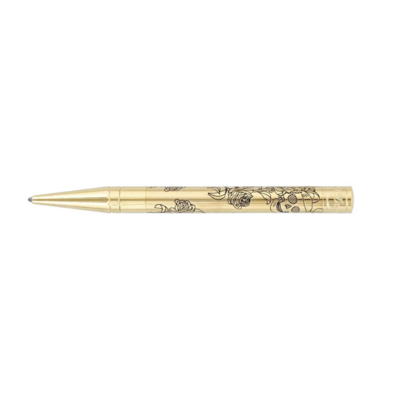 S.T Dupont Black lacquer Skulls &amp; roses &amp; gold D-Initial ballpoint pen