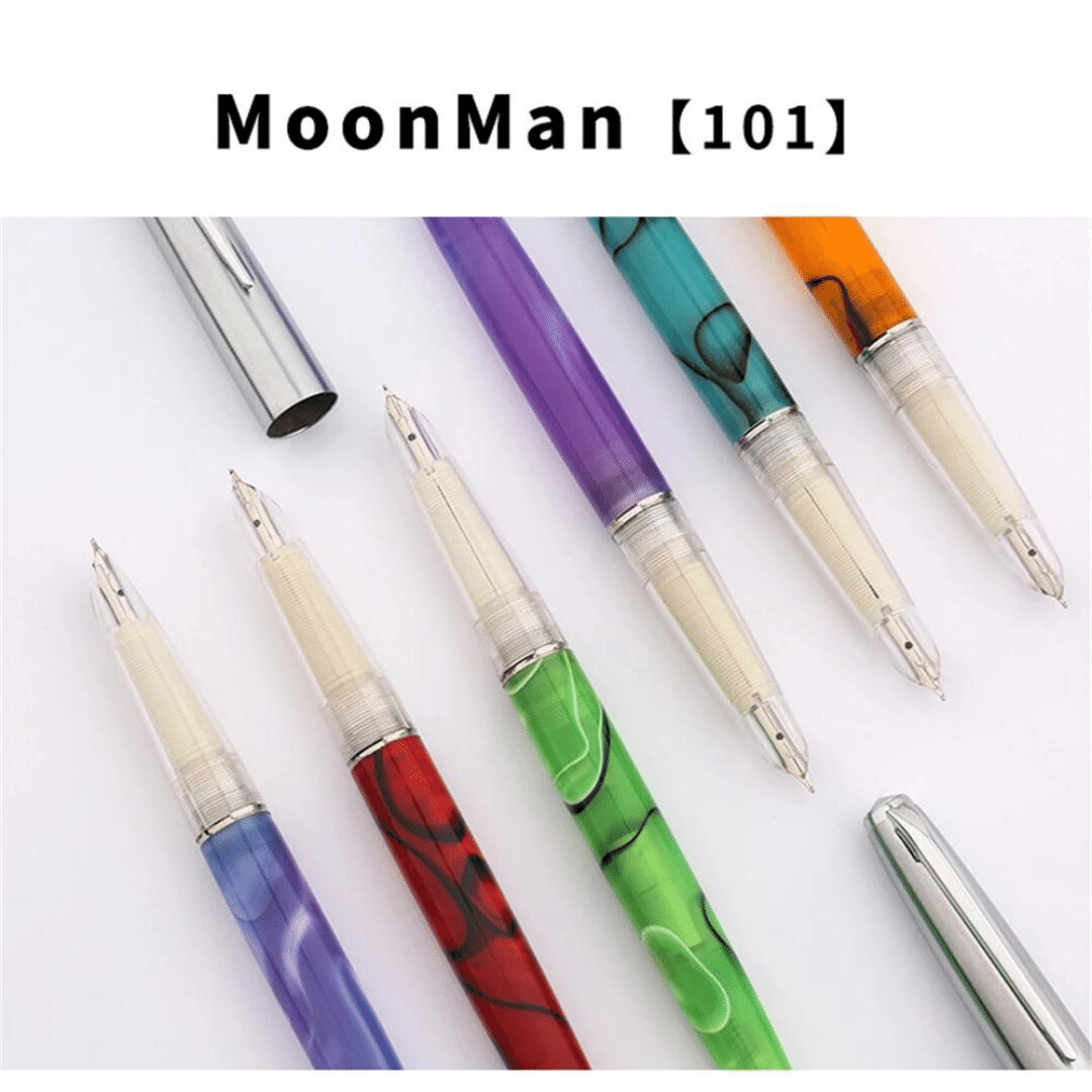 Moonman 101 Fountain Pen, Fine Nib with Clear Grip