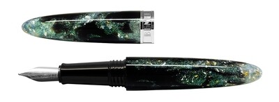 BENU -  Fountain pen - Minima Mystical Green Silver  -  Schmidt Steel Nib M - With Schmidt Converter
