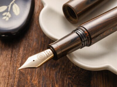 Wancher Dream Pen True Ebonite Marble Brown Jowo Stainless Steel Gold Fine Nib