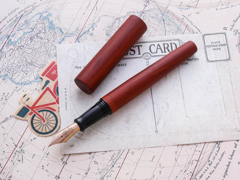 Wancher Sekai World Tree Sandalwood (No Clip) Jowo Stainless Steel Gold Nib Fine Nib