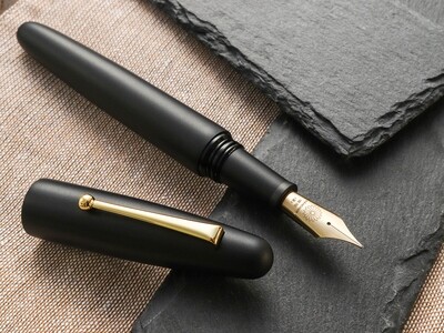 Wancher Dream Ebonite Matt Black Fountain Pen with Gold Clip