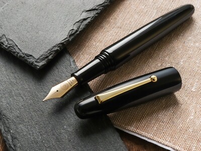 Wancher Dream Ebonite Silk Black Fountain Pen with Gold Clip with Gold Nib