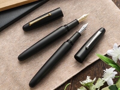 Wancher Dream Ebonite Matt Black Fountain Pen with Gold Clip