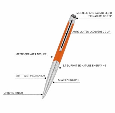 ST DUPONT Defi Millennium Ballpoint Pen - Orange and Chrome