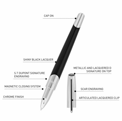 ST DUPONT Defi Millennium Roller ball - Shiny Silver and Black