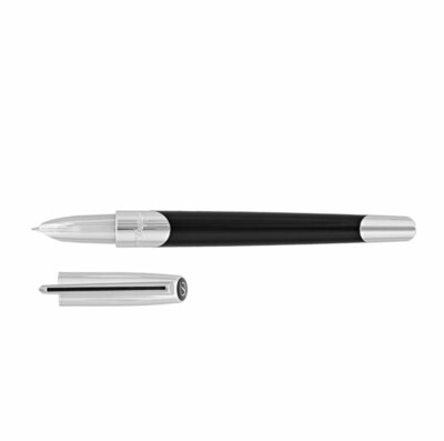 ST DUPONT Defi Millennium Fountain Pen - Black and Silver - Medium Nib
