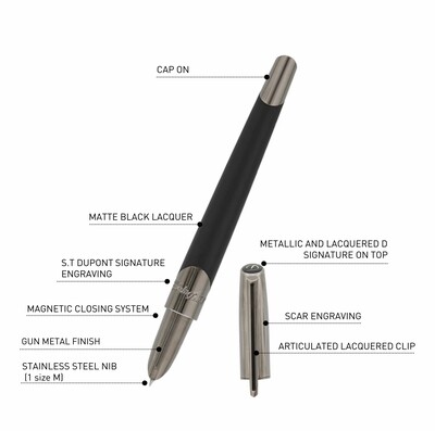 ST DUPONT Defi Millennium Fountain Pen - Gun Metal and Black - Medium Nib
