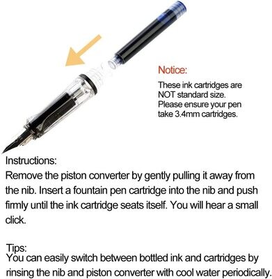 Jinhao 3.4 Ink Black Cartridges Pack of 50