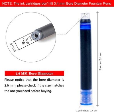 Jinhao 2.6 Ink  Blue Cartridges Pack of 50