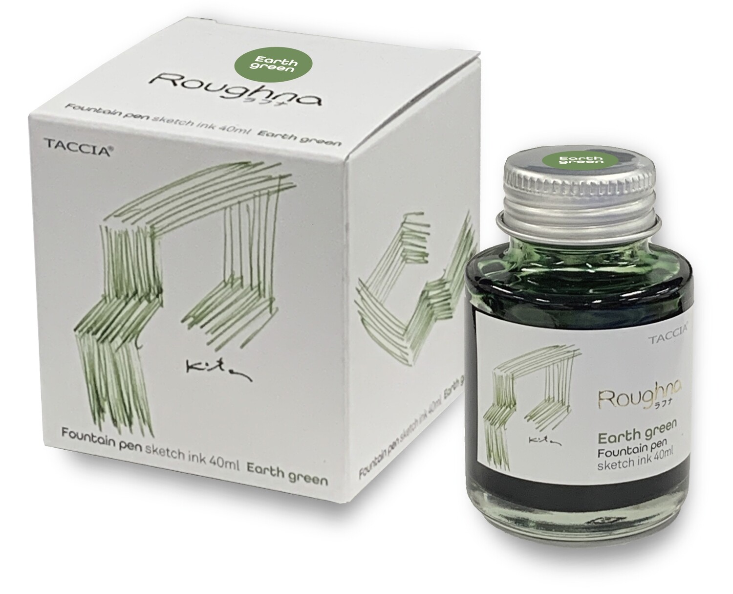 Taccia Fountain Pen Ink Glass bottle Roughna Ink Earth Green