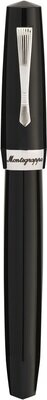 Elmo 02 Fountain Pen, Jet Black Montegrappa # 6 Stainless Steel