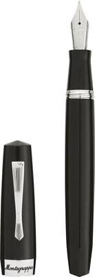 Elmo 02 Fountain Pen, Jet Black Montegrappa # 6 Stainless Steel