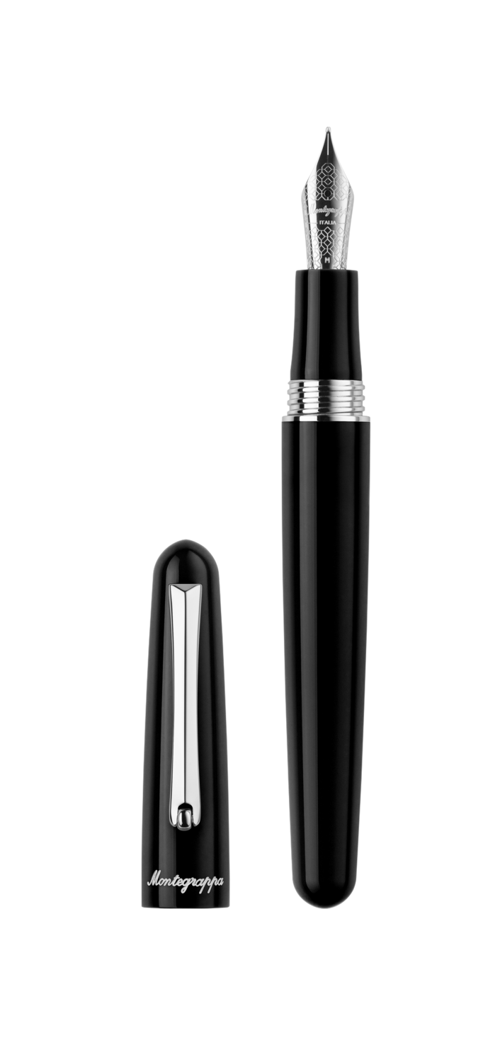 Elmo 01 Fountain, Black, Montegrappa # 6 Stainless Steel Nib