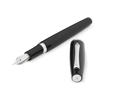 Montegrappa Manager Black and Silver Fountain Pen Medium Steel nib with convertor