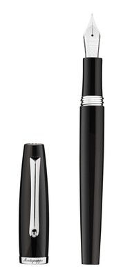 Montegrappa Manager Black and Silver Fountain Pen Medium Steel nib with convertor