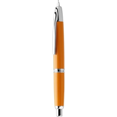 Moonman A1 Press Fountain Pen with Box, Retractable Extra Fine Nib Metal Orange Ink Pen with Converter for Writing - With Clip