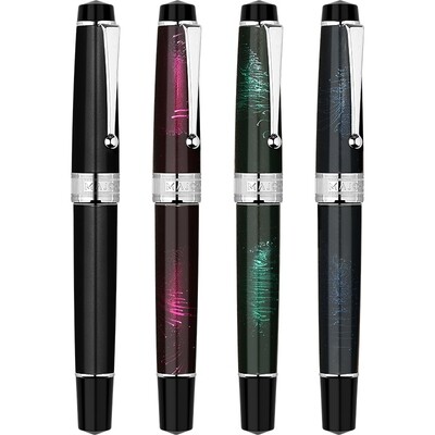 Moonman T5 Fountain Pen, Piston Filled, Clear Glass Window, large Ink capacity, Four Colours, Three nib Sizes EF, F M, Stainless Steel Nib