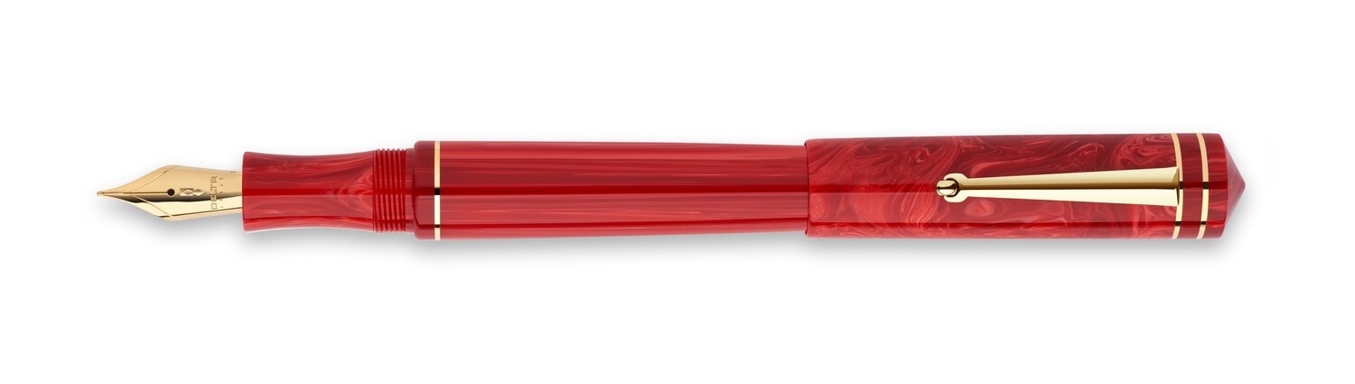 Delta Write Balance Fountain Pen - Steel Nib, Colour: Red, Trim: Gold, Nib Size: Extra Fine