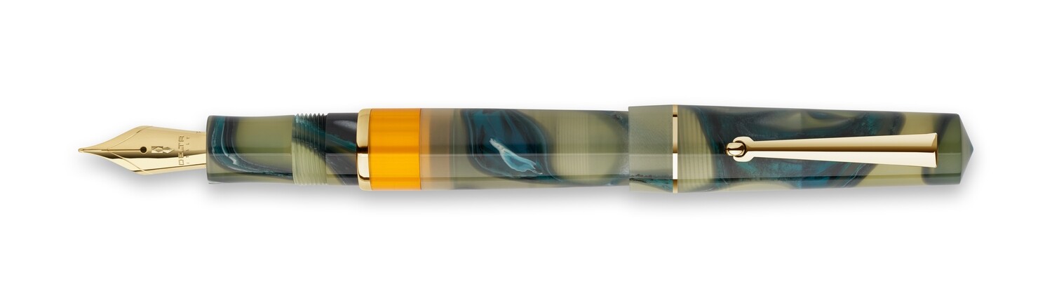 Delta Dune Fountain Pen - Steel Nib, Trim: Gold, Nib Size: Fine, Colour: Horizon