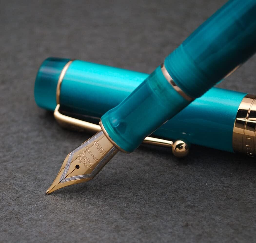 Jinhao Model 100 - Peacock Blue - 18 KGP nib, Nib Size: Extra Fine
