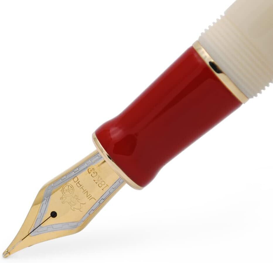 Jinhao Model 100 - Two Tone White and Red - 18 KGP nib, Nib Size: Extra Fine