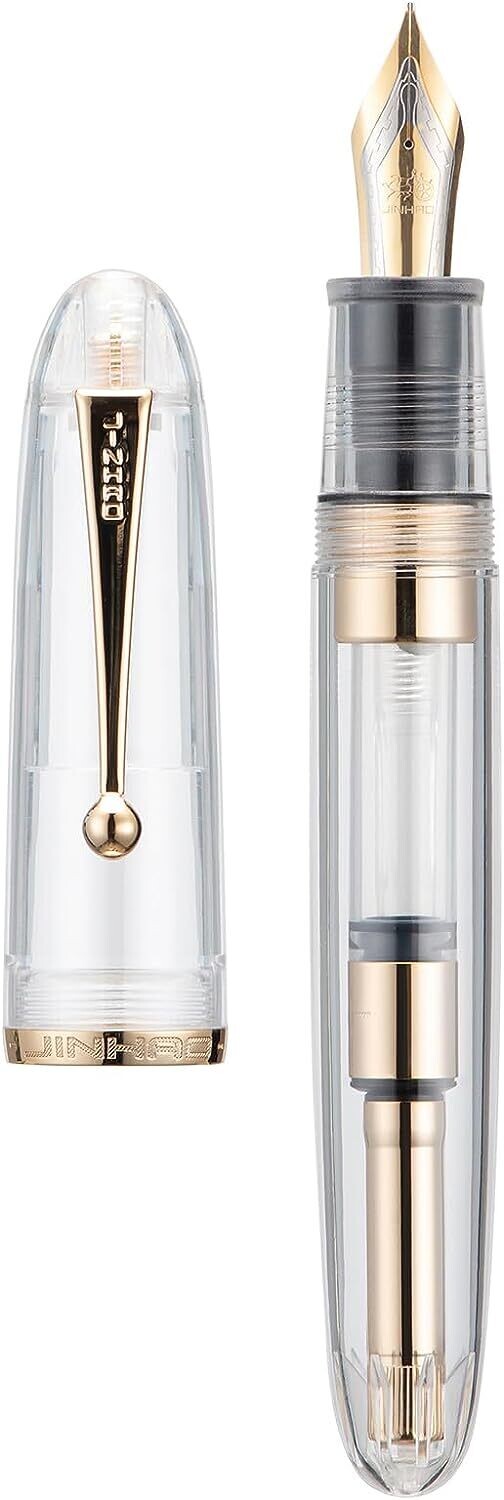 Jinhao 9019  Dadao Series - Transparent Acrylic Fountain Pen, Nib Size # V8 Nib with Gold Trim, Nib Size: Fine