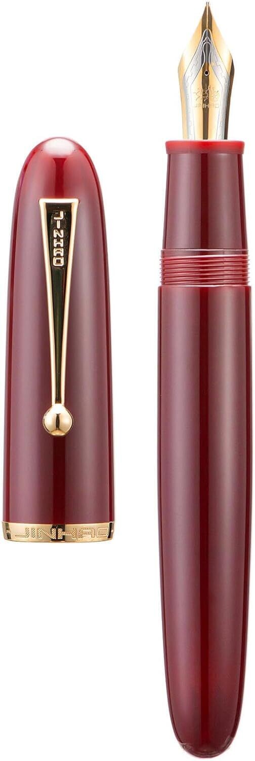Jinhao 9019  Dadao Series - Wine Red  Acrylic Fountain Pen, Nib Size # V8 Nib with Gold Trim, Nib Size: Fine