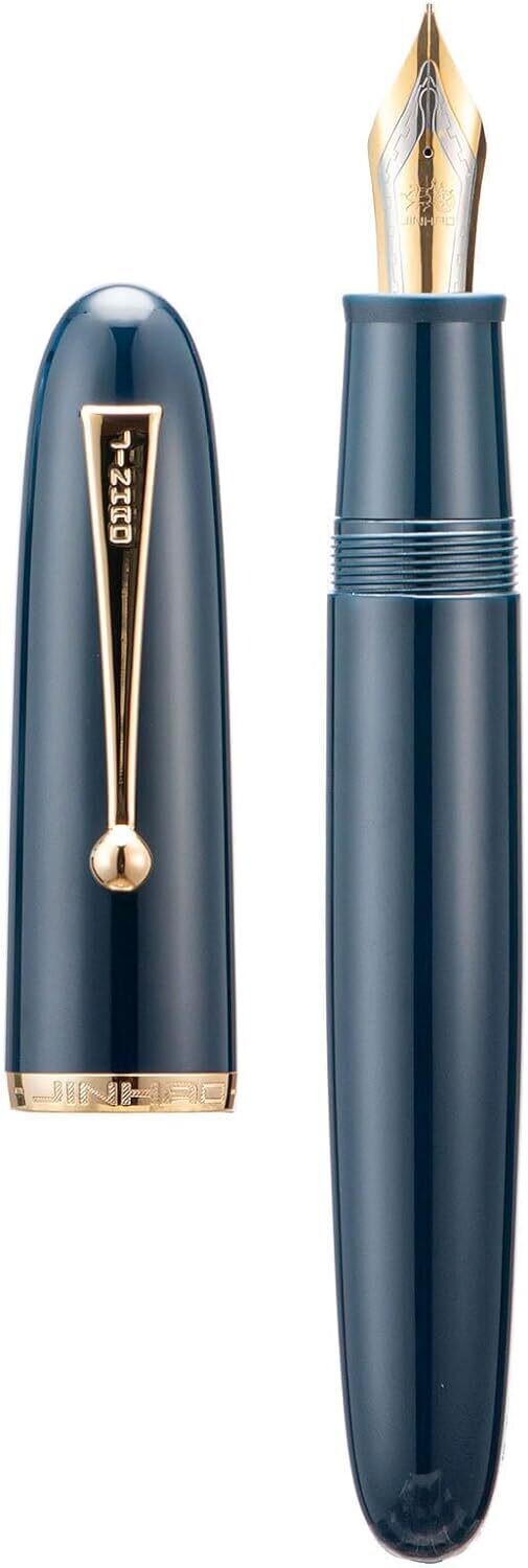 Jinhao 9019  Dadao Series - Dark Blue Acrylic Fountain Pen, Nib Size # V8 Nib with Gold Trim, Nib Size: Fine