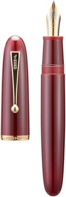 Jinhao 9019 Wine Red Acrylic Fountain Pen, Nib Size # V8 Nib with Gold Trim