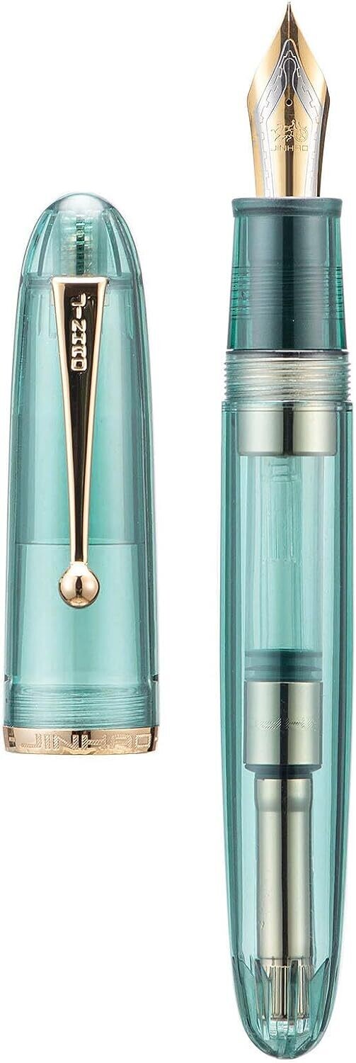 Jinhao 9019  Dadao Series - Transparent Blue Acrylic Fountain Pen, Nib Size # V8 Nib with Gold Trim, Nib Size: Fine