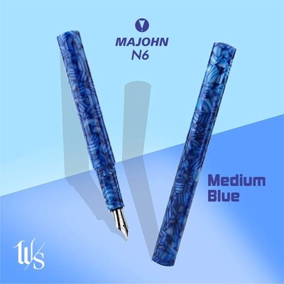 Moonman N6 Fountain Pen with Glass Nib + Art Nib, Colour: Medium Blue