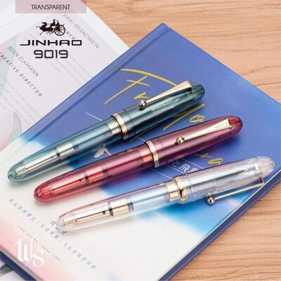 BUY THREE AND SAVE
Jinhao 9019  Dadao Series - Transparent Acrylic Fountain Pen, Gold Trim, Stainless Steel # 8 Jinhao Nib - Set of three pens, one of each transparent colour