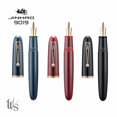 BUY THREE AND SAVE
Jinhao 9019 Solid Acrylic Fountain Pen, Gold Trim, Stainless Steel # 8 Jinhao Nib - Set of three pens, one of each solid colour