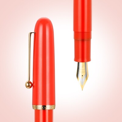Jinhao 9016 Orange Acrylic Fountain Pen, Nib Size # V6 Nib with Gold Trim - Fine nib