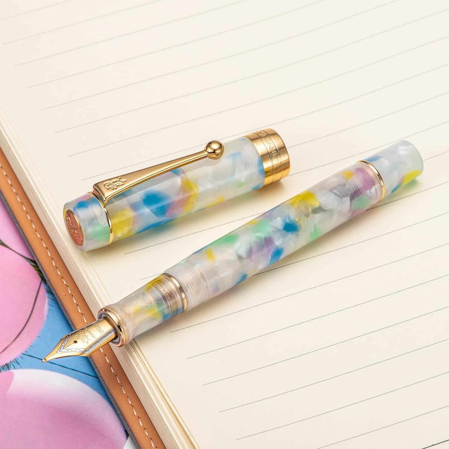 Jinhao Model 100 - Rainbow Marble - 18 KGP nib, Nib Size: Extra Fine