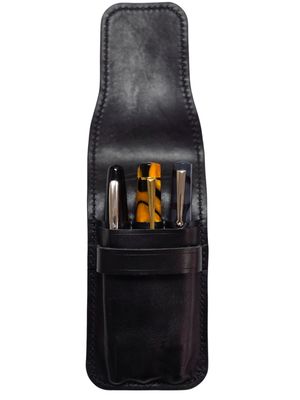 Set of two Leather Flap Pen Case for 5 Pens and 3 Pens  - WriteSpoke