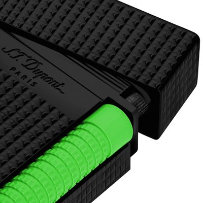 ST DUPONT Le Grand Lighter Double Flame &#39;Cling&#39; Neon Green Diamond Head