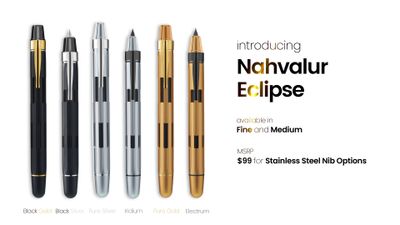 Nahvalur Fountain Pen Eclipse Range - Retractable Stainless Steel Nib