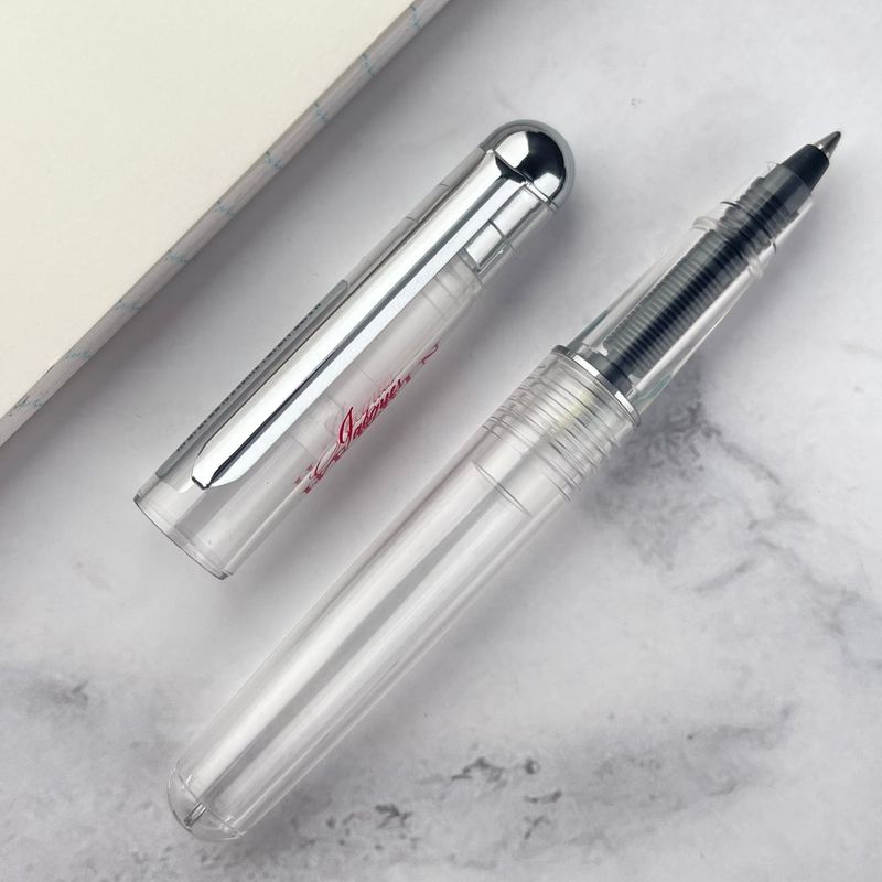 J Herbin Refillable Ink Cartridge Rollerball Pen, Clear Barrel 9 X 5x 2 Inches - includes one ink cartridge