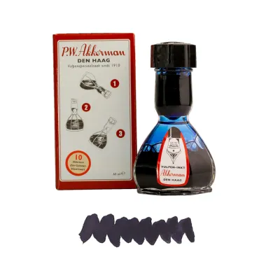 PW Akkerman Fountain Pen Ink  Blue Black 10ml sample