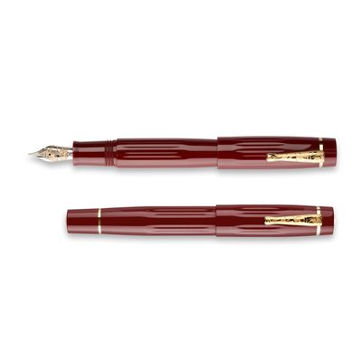 Delta Bio+16 - Corallo &quot;P&quot; Fountain Pen Coral; Piston; Gold Trim; two tone steel nib