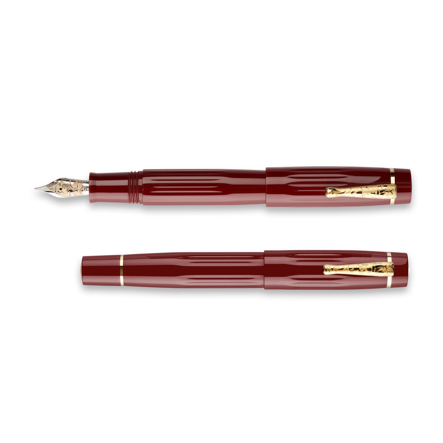 Delta Bio+16 - Corallo &quot;P&quot; Fountain Pen Coral; Piston; Gold Trim; two tone steel nib, Nib Size: Flex Extra Fine