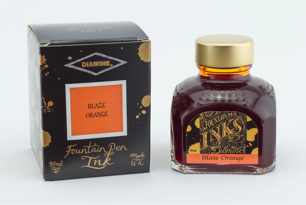 Diamine  Fountain Pen Ink Bottle - Blaze Orange 80ml