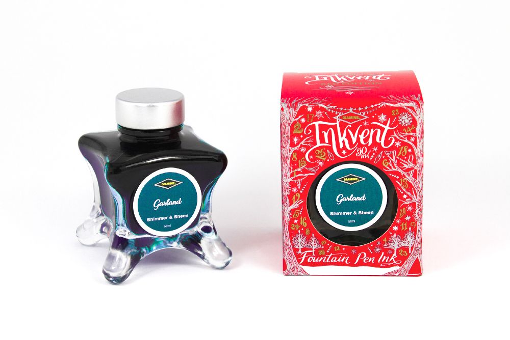 Diamine Inkvent Shimmer &amp; Sheen Fountain Pen Ink Bottle - Garland 50ml