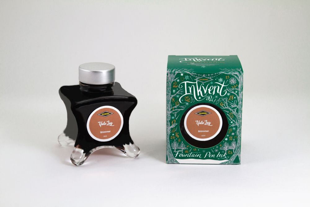 Diamine Inkvent Shimmer Fountain Pen Ink Bottle - Yule Log 50ml